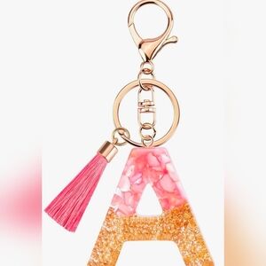 Elegant Pink and Gold Initial Key Holder